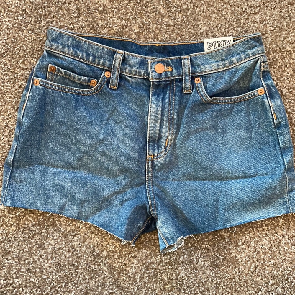 VS PINK High-Waisted Cut Off Denim Short